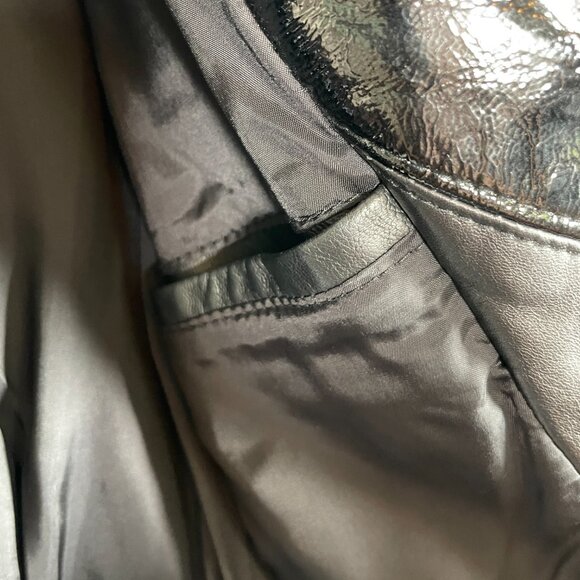 *RARE* Leather Moto Jacket Coat by Montreal Designer Veronique D’Aragon MEDIUM - Picture 7 of 9